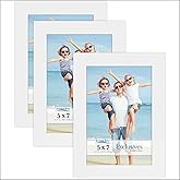Icona Bay - 5x7 Picture Frames - White, 3 Pack - Sturdy Wood Composite Photo Frames - Sleek Design, Table Top or Wall Mount - Exclusives Collection