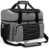 LRTJ Bowling Bags 2 Balls and Shoes-Bag for Bowling ball-Bowling bag with Wooden Ball Holder-Double Balls Tote Bag fits a Single Pair of Bowling Shoes Up to Mens Size 16 and Extra Essentials