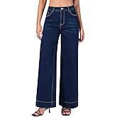 roswear Women's Wide Leg Jeans Casual High Waisted Stretchy Baggy Loose Long Trouser Jeans