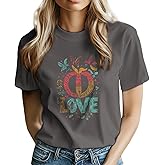 HERCHA Tops for Women Terntdy Cotton Vacation Basic Summer Shirts Short Sleeve Breathable Outdoor Crew Neck Shirt