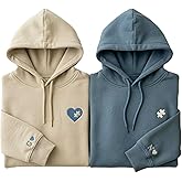 GiveSmiles Customized Embroidered Hoodie, Heart and Puzzle Piece Couples Hoodie, Initial With Heart On Sleeve, Valentines Day Gift, Valentine 2