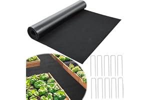 VOCCOS 1Pcs Recycled Felt Mulch Mat Roll 2'x 8.2' Black Reusable Fabric Walkway Mat Nonwoven Permanent Mulch Pathway Durable Landscaping Mat for Plant Vegetables Flower Garden Weed Barrier Outdoor Playground
