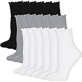 Chicingyou 18 Pairs Womens Ruffle Socks Bulk Cotton Soft Crew Frilly Ankle Socks Breathable Casual Costume