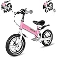 Balance Bike 2 in 1,The Dual Use of a Kids Balance Bike and Kids Bike,12 14 Inches for 2-6 Years Old,with Shock Absorbers, Fenders, Pedals, Auxiliary Wheels