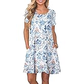 FZ FANTASTIC ZONE Women's Casual Summer T Shirt Dresses Short Sleeve Swing Dress with Pockets