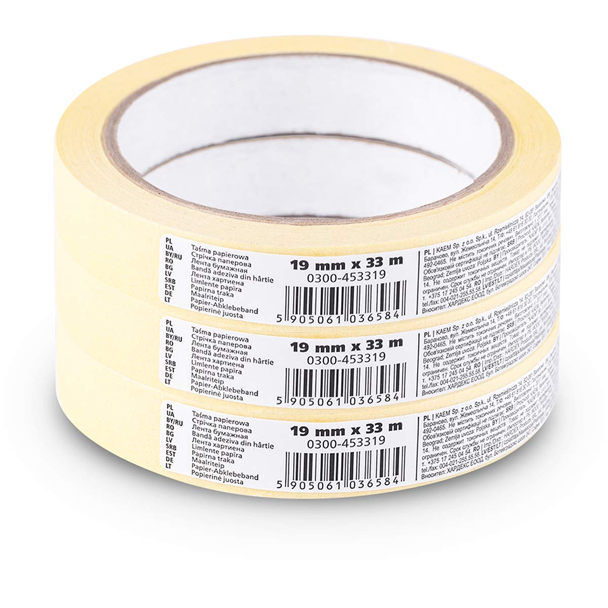 Scley 545 Series Masking Tape 19 mm x 33 m Yellow Pack of 3