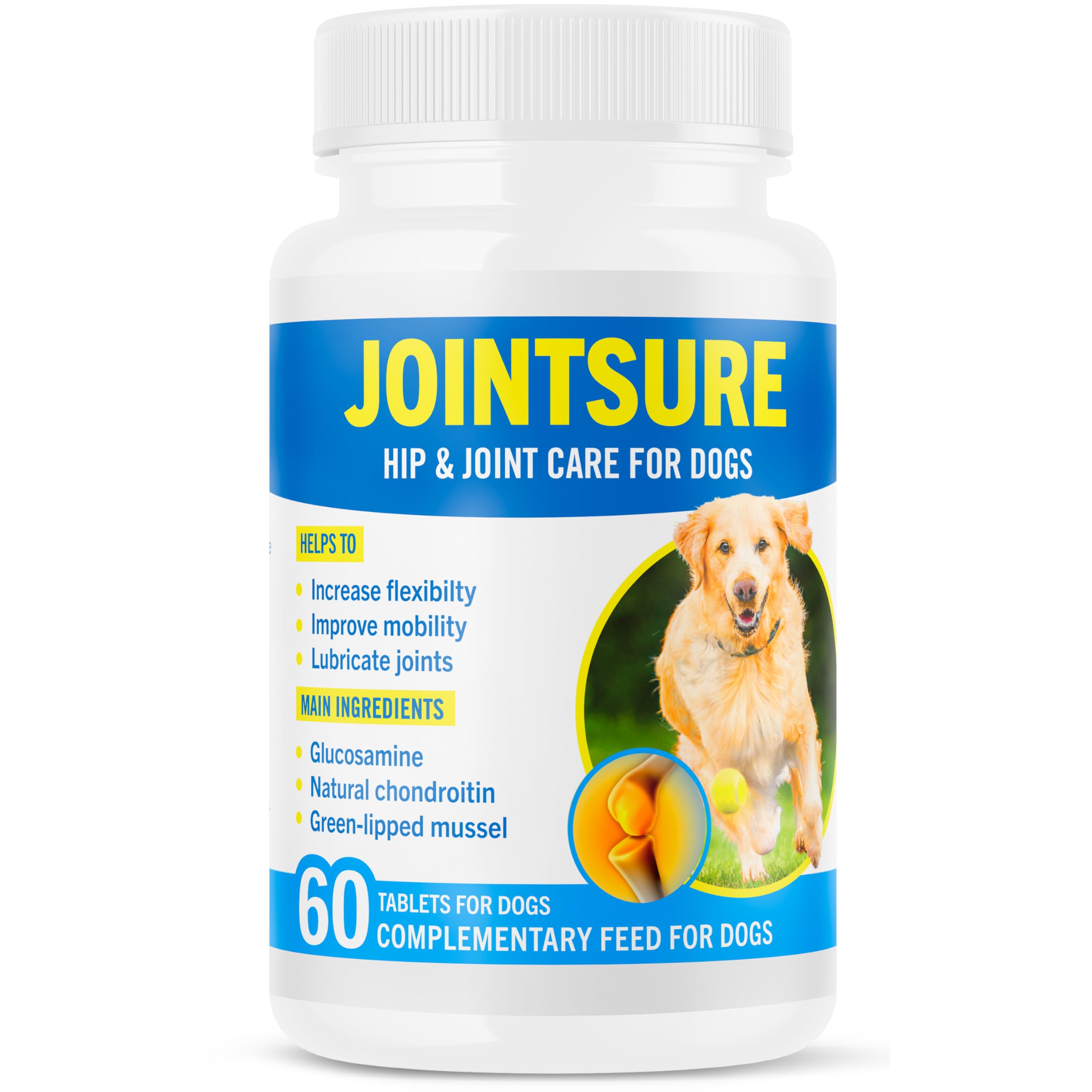 JOINTSURE SENIOR Hip & Joint Supplements for Dogs - Pack of 60 Tablets- Soothes Joints, Aids Mobility - High Levels of Glucosamine & Green Lipped Mussel (packaging may vary)