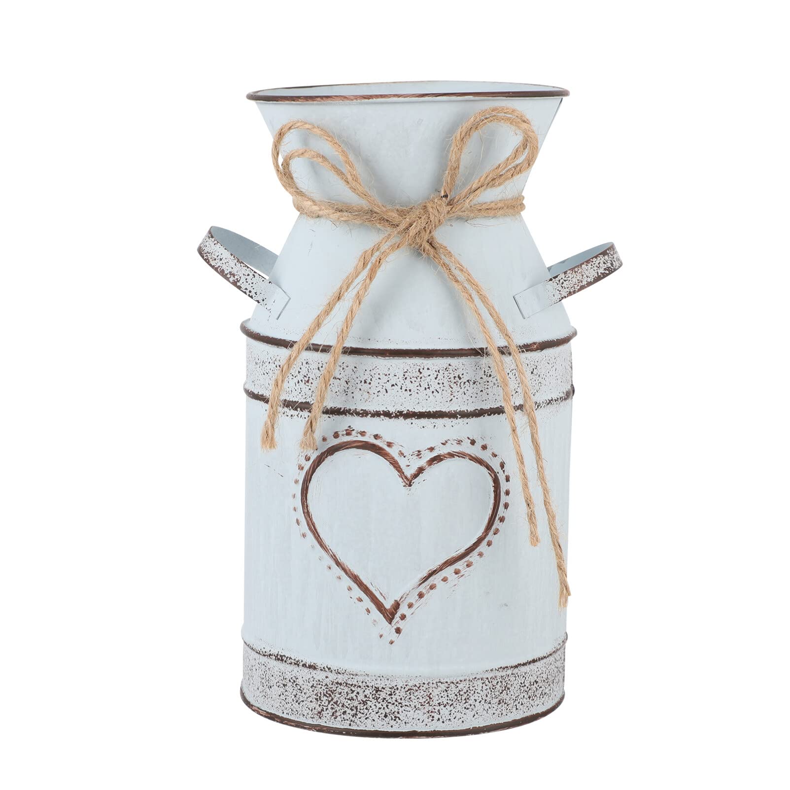 Yardwe Vase Country House Style Vintage Flower Vase Milk Jug Vintage Zinc Can Decoration for Garden Balcony Living Room (10 x 19.5 cm, Pattern 1)
