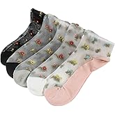 Benefeet Sox Sheer Socks Mesh Lace Socks Transparent See Through Socks Colorful Flower Nylon Socks Novelty Crystal Glass Sock