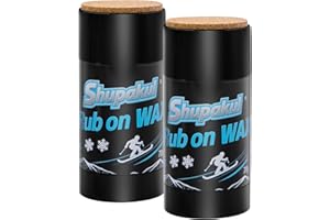 Shupakul 2 Pcs 70g Rub on Snowboard Wax, Portable Quick Ski Wax with Cork Applicator, Universal Ski Snowboard Waxing Accessories for Outdoor Snowboard Base Protection