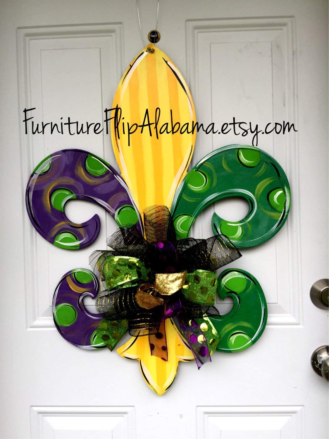 decorative over the door hangers on Handmade Products Mardi Gras Wreath Fleur De Lis Door Hanger Decorative Accessories