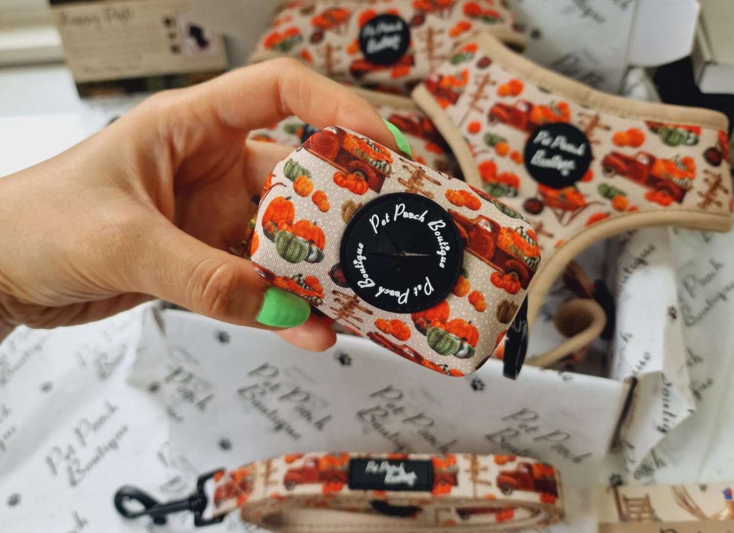 Pet Pooch Boutique PUMPKIN PATCH CART POO BAG HOLDER