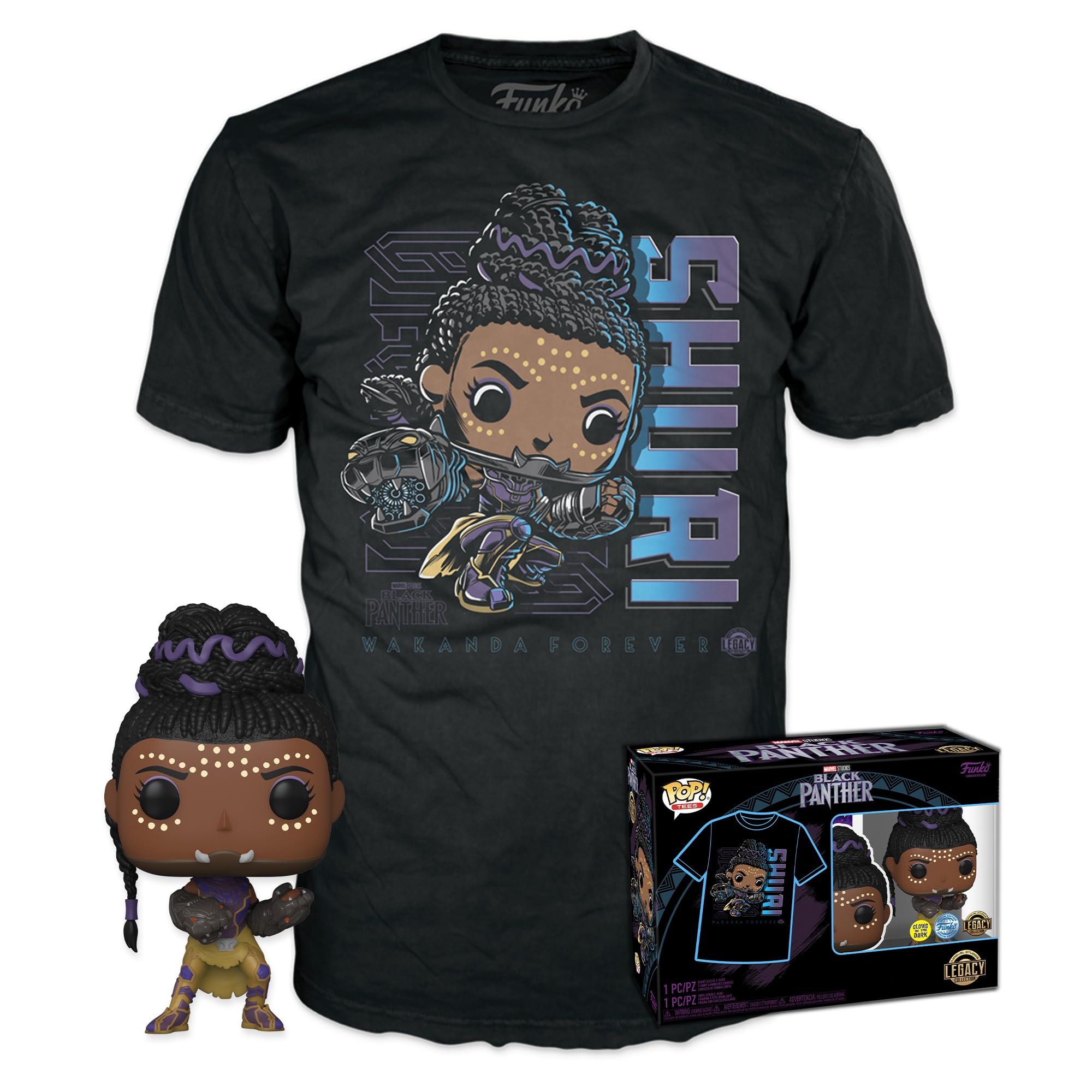 Funko Pop! & Tee: Marvel - Shuri - BPhuri - Small - (S) - Black Panther - T-Shirt - Clothes With Collectable Vinyl Figure - Gift Idea - Toys and Short Sleeve Top for Adults Unisex Men and Women