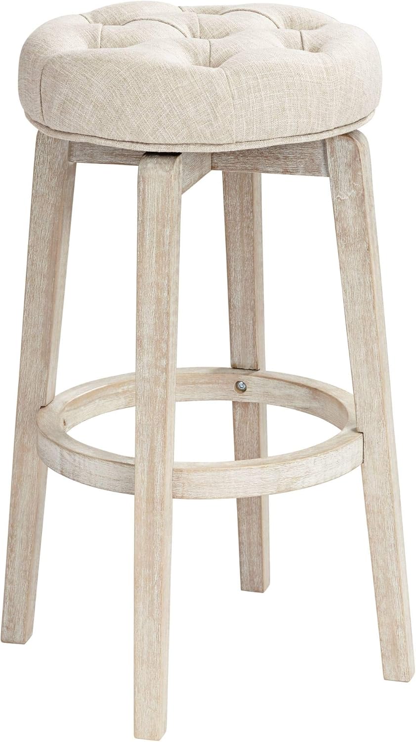 outdoor plastic bar stools on Amazon Com Shelby 29 White Wash Backless Swivel Bar Stool 55 Downing Street Kitchen Dining