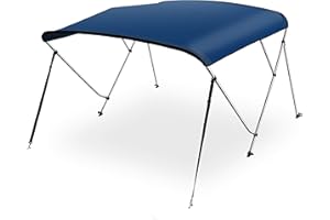 Waterproof Boat Bimini Top Cover - 73-78"W 3 Bow Bimini Top Canvas Sun Shade Boat Canopy 1" Double Wall Alu Frame Tube, 2 Str