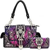 Western Trendy Camouflage Purse Country Handbag and Wallet Set for Women | Rhinestone Buckle, Side Pockets & Convertible Wallet Carry