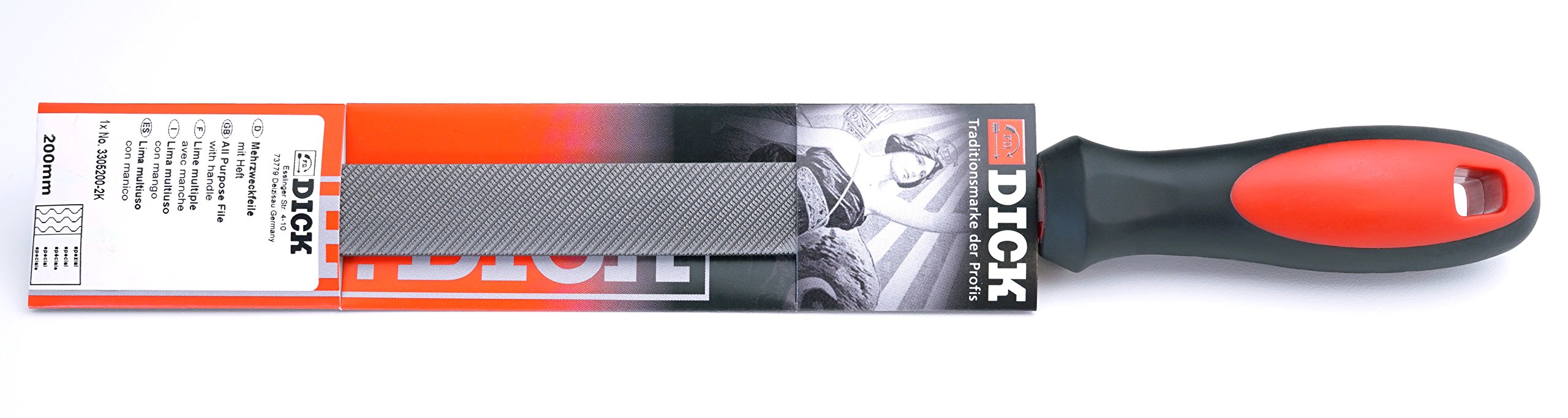 Dick 3305200-2K Multi-Purpose File 2K 200 mm (Various Flat Sides, File for Steel, Non-Ferrous and Soft Metals, Plastics and Wood)