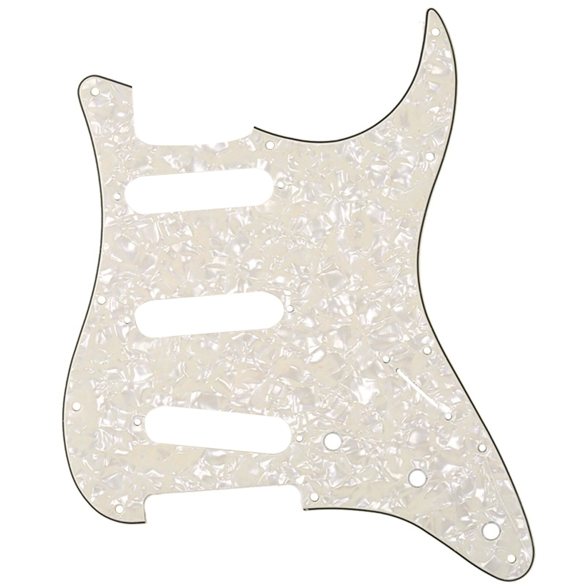 Musiclily 11 Hole SSS Strat Pickguard Scratch Plate for Fender USA/Mexican Standard Stratocaster Modern Style Electric Guitar, 4Ply Parchment Pearl โ image 1