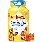 L’il Critters Gummy Vites No Sugar Added Daily Gummy Multivitamin for Ages 2+ Toddlers & Kids, Vitamin C, D3 for Immune, Strawberry and Orange Flavors, 100 Gummies