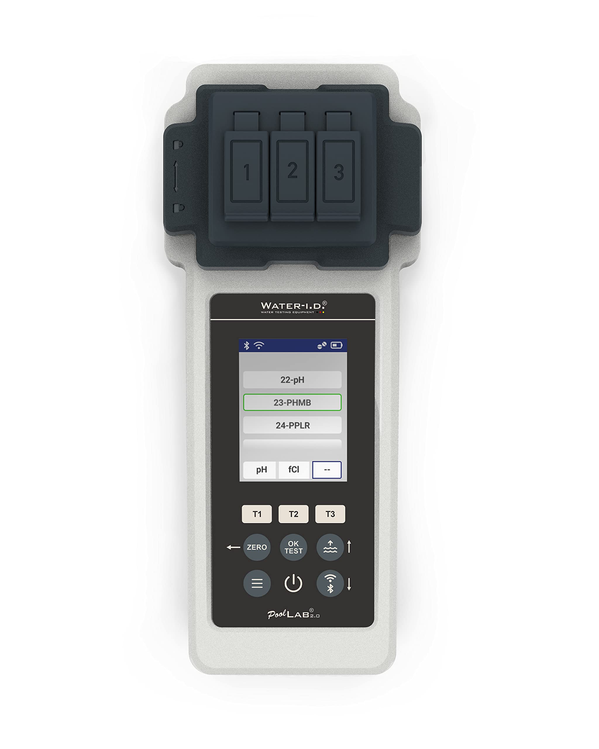 Test All Water – PoolLab 2.0 Photometer | Digital Meter & Water Testing Device for Swimming Pools & Hot Tubs - Wi-Fi & Bluetooth Enabled | Test pH & Chlorine Plus 24 Parameters | Triple Cuvette, IP68
