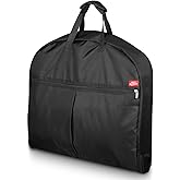 SLEEPING LAMB Heavy Duty Garment Bag for Travel, 43''Waterproof Suit Bag for Men Travel and Foldable Carry On Garment Bag for Hanging Clothes with Large Pocket in Business Trip, Black