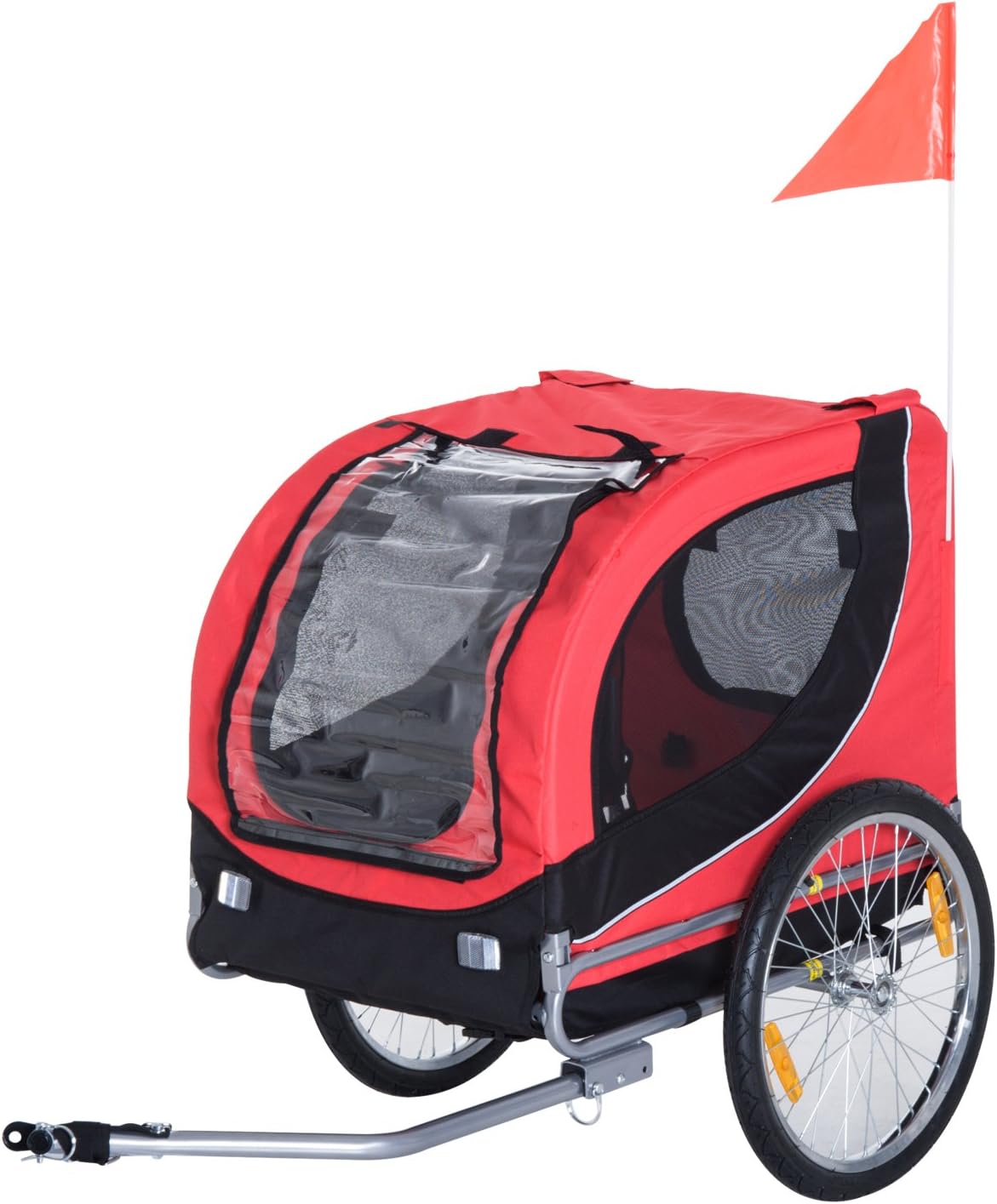 Pawhut Hundeanhänger Fahrradanhänger Hundetransporter Hunde Fahrrad Anhänger Rot 130 x 73 x 90 cm