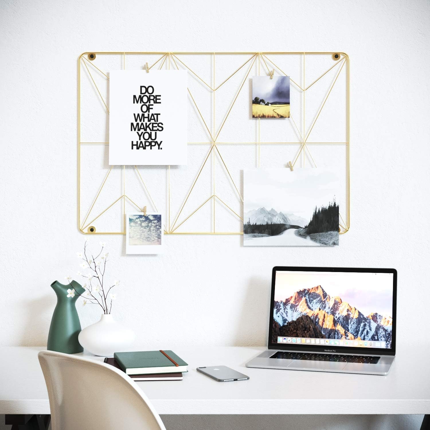 Cevillo Stylish Wire Metal Wall Grid Panel – Perfect as Photo Frame, Office Organization – Black Multi-Functional Wall Storage Display (Black | Rectangle)