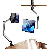 Briteroh Aluminum Foldable Arm Tablet Stand, 360° Rotatable Phone Holder iPad Stand, Adjustable Tablet Mount for 4.7"-15.6" iPad, iPhone, Galaxy Tab, Compatible with Desk Bedside Kitchen, Gray