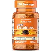 Puritan's Pride Premium Lutigold™ Lutein Carotenoid 20mg with Zeaxanthin for Men and Women, Dietary Supplement for Eye Health Support, 8 Month Supply, 120 Easy-to-Swallow Softgels