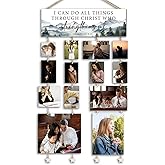 Orchroma Picture Frames Collage Wall Decor,Photo Collage Frame for Wall,Picture Hanging Kit,Christian Wall Art,Bible Picture Board,I Can Do All Things Through Hanging Photo Display with Clips
