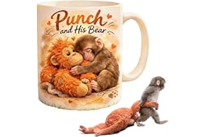 Protect Punch The Monkey Coffee Mugs, Punch and His Bear Mug, Cute Punc-h Monkey Mugs, Novelty Funny Little Monkeys Ceramic C