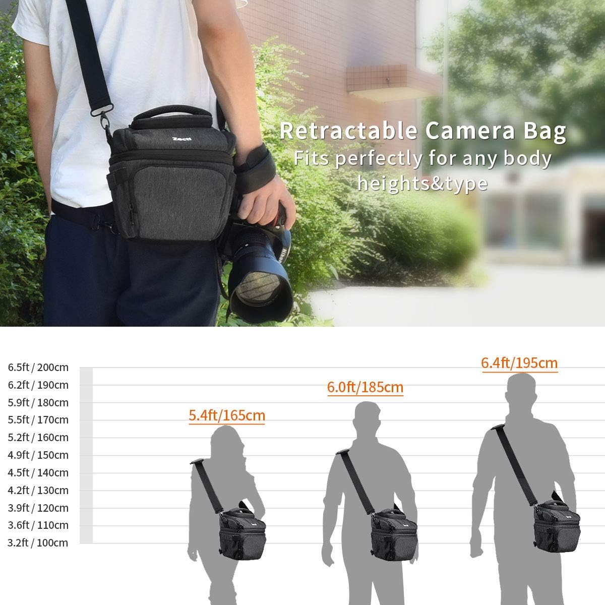 Canon Zecti Camera Case Bag Mirrorless Cameras and Lenses Dark Grey Sony DSLR Waterproof Medium