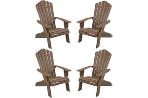 ACUEL Adirondack Chair Set of 4, Outdoor Oversized Patio Chair Poly Lumber Weather Resistant & Durable Fire Pits Chair for Poolside,Lawn and Garden,350lbs Weight Capacity (Light Brown)