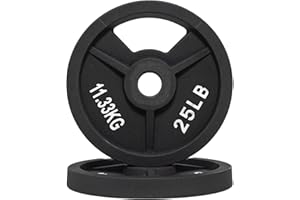 Fitvids 2-Inch Olympic and 1-Inch Standard Cast Iron Weight Plate for Strength Training & Weightlifting, Multiple Weights Available