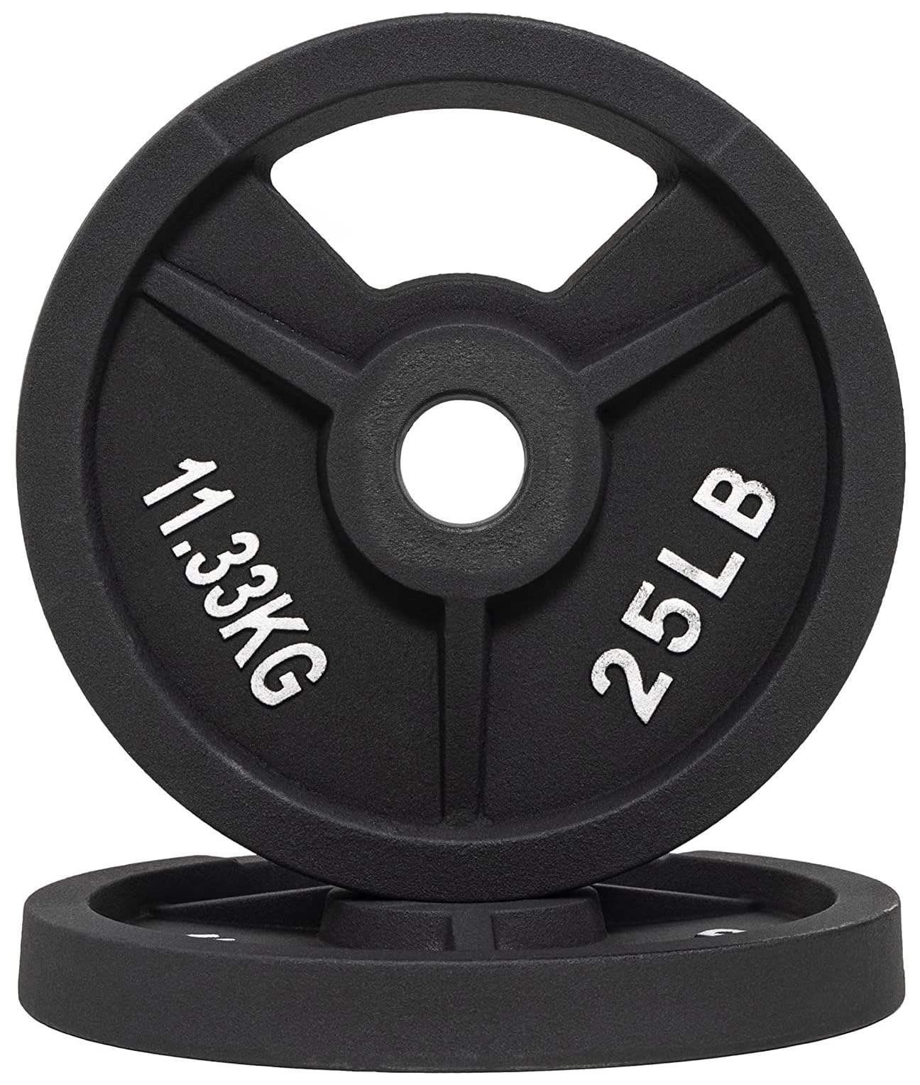 Photo 1 of Fitvids Standard Cast Iron 1-Inch Weight Plate for Strength Training & Weightlifting, 25 LB Pair