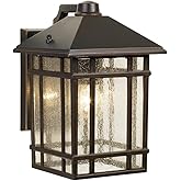 Kathy Ireland Sierra Craftsman Art Deco Outdoor Wall Light Fixture Rubbed Bronze Brown Steel 11" Frosted Seeded Glass Panels 