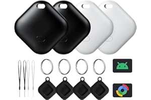 XSUTIC Air Tag for Android, Tags-4 Pack Tracker with 4 Case, Works via Google Find Hub App, Android Tracker Tags, Item Finder for Key, Backpack, Travel and Commute, 2 Black, 2 White (NOT for iOS)