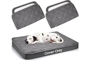 Waterproof Dog Bed Cover Replacement Washable 2 Pack, Soft & Noiseless Quilted Fitted Sheet with Elastic Band, Easy to Clean 