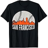 Vintage San Francisco Skyline Baseball Present Men Women T-Shirt