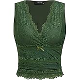 CIDER Lace Crop Tank Tops for Women Summer Going Out Tops V Neck Sleeveless Ruched Y2K Top Date Night Concert Outfits Trendy