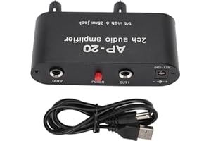 Estink Dual Channel Sound Amplifier Stereo Audio Boosters 2 Channel Stereo Preamplifier with 6.35mm Input Output Jacks for In