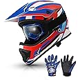 TCMT Dot Youth & Kids Motorcycle Off-Road Helmet Full Face Motocross Street Dirt Bike Mountain Bike BMX MX ATV Helmet+Goggles+Gloves New