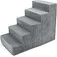 Best Pet Supplies Dog Stairs for Small Dogs & Cats, Foam Pet Steps Portable Ramp for Couch Sofa and High Bed Non-Slip Balanced Indoor Step Support, Paw Safe No Assembly - Gray, 5-Step