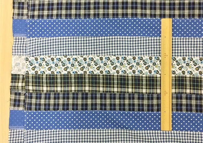 Amazon 生地 インド綿 ブルー ボーダー パッチワーク おしゃれなパッチワークの布です 1ｍ単位 布 生地 通販