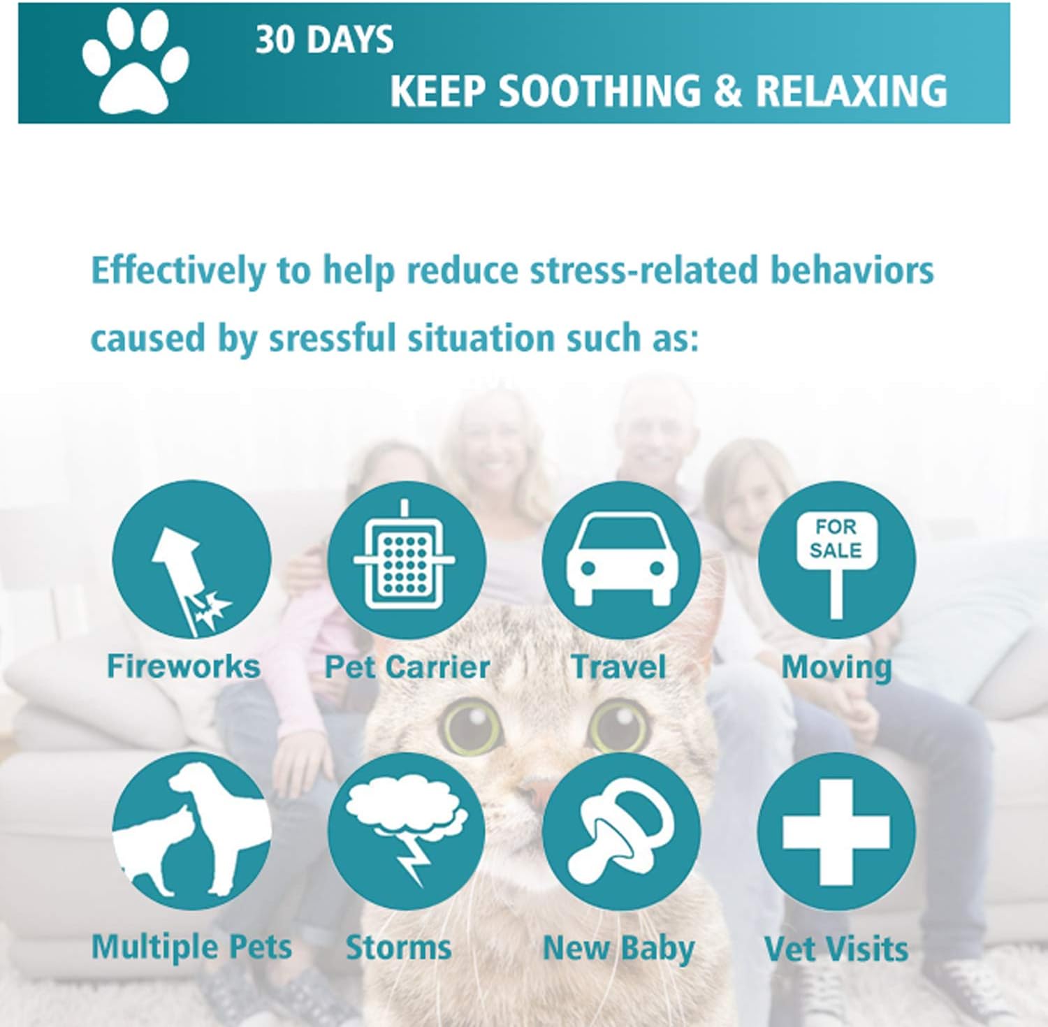 Calming Collar for Cats and Kittens Relieve Reduce Anxiety or Stress Pheromones Formula Waterproof Your Pet Lasting Calm Collar Up to 15 Inch Fits Cat : Pet Supplies
