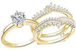 Newshe Jewellery Cz Wedding Rings for Women Engagement Ring Enhancer Band Bridal Set Sterling Silver Size 4-13