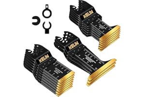 KELIN 16pcs Titanium Oscillating Tool Blades, Universal Multitool Blades for Metal Wood Cutting, Oscillating Saw Blade for Metal Hard Material, Multi Tool Blades Kits for Milwaukee Dewalt Bosch Ryobi