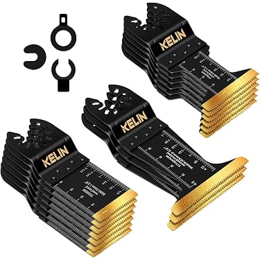 AMZWE 154pc Oscillating Multi Tool Blade Kit – Curved Saw, Metal/Wood, Sandpaper, HCS/Bi-Metal