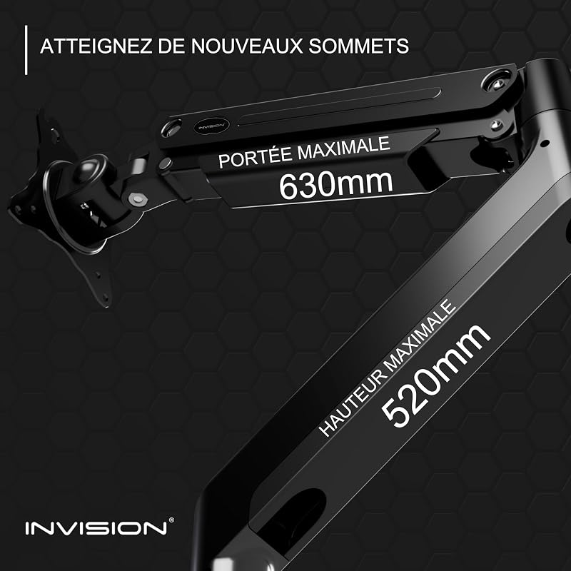 Support PC Ecran Bras pour Écrans 24"-40" VESA 75/100mm Pince de Bureau Ergonomique Réglable en Hauteur 2-15kg (MX450)