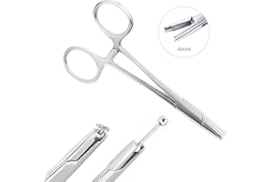 AccGin Piercing Clamps Ear Nose Septum Piercing Piercing Tool for All Piercings 316L Stainless Steel Ear Lip Nose Belly Navel Tongue Body Piercing Kit （4mm）